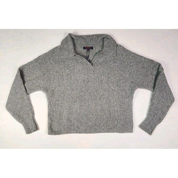 Joseph A. Grey Collared Polo Sweater Medium Heather Grey - Picture 3 of 9